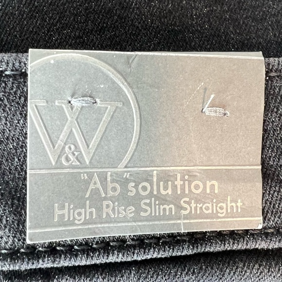 Wit & Wisdom Black glitter High Waisted Straight Leg Denim cuffed Jean - Picture 11 of 12